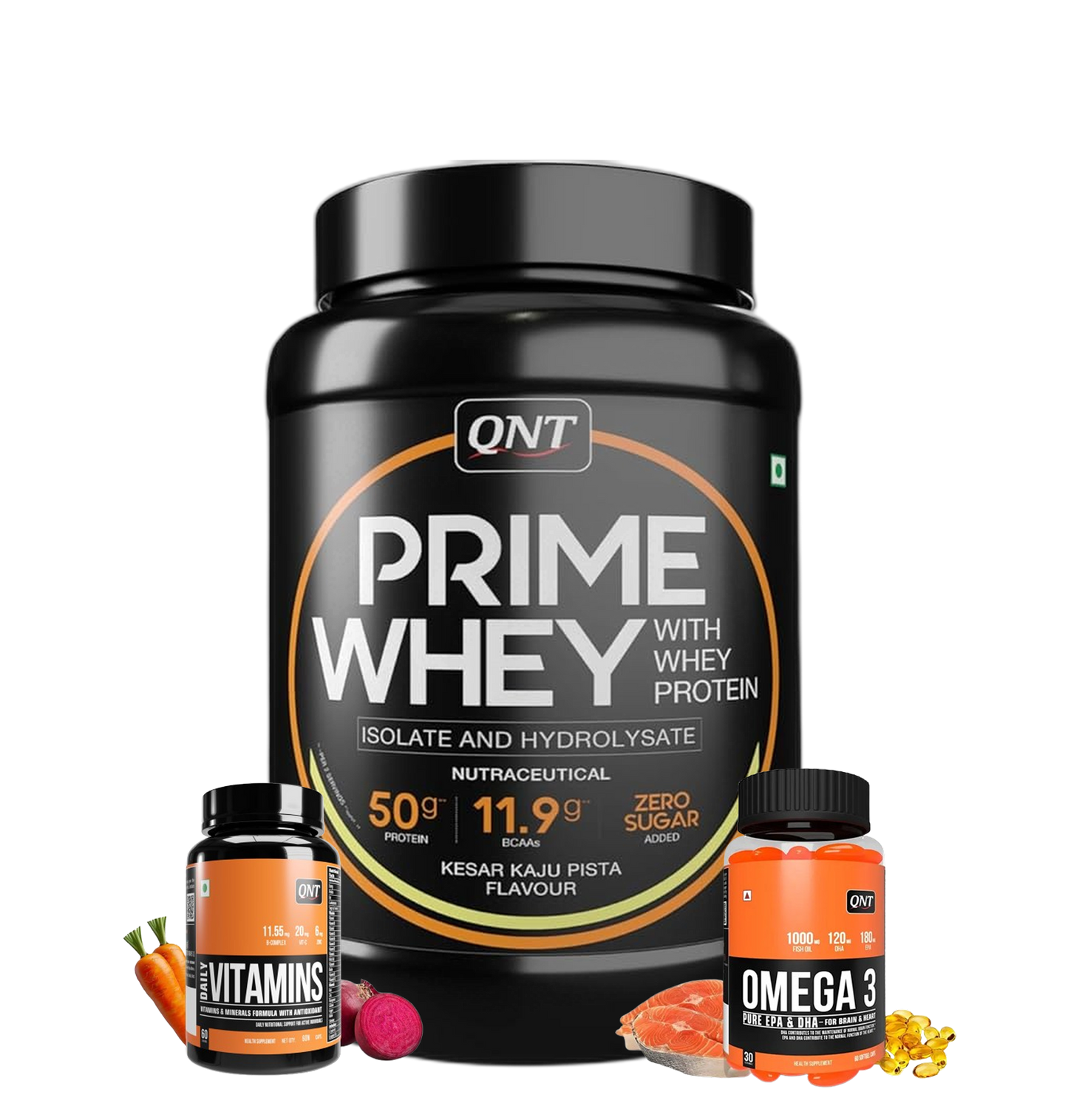 QNT Combo - 1kg Prime Whey, Multivitamin, Fish Oil