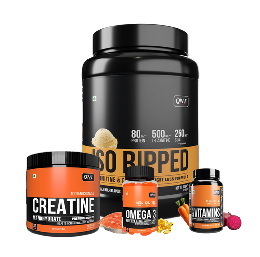 QNT Combo - 1kg Iso Ripped, Multivitamin, Fish Oil, 90g Creatine