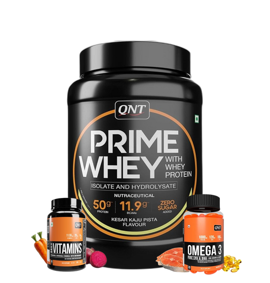 QNT Combo - 1kg Prime Whey, Multivitamin, Fish Oil
