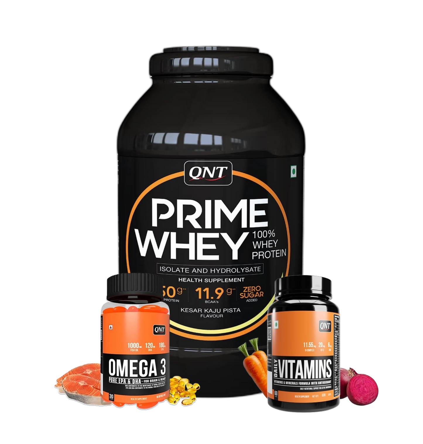 QNT Combo - 2kg Prime Whey, Multivitamin, Fish Oil