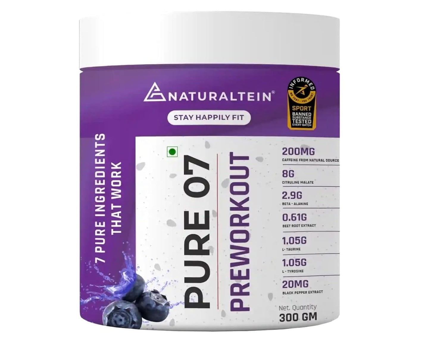 Naturaltein Pure 07 Preworkout Blueberry -300gms